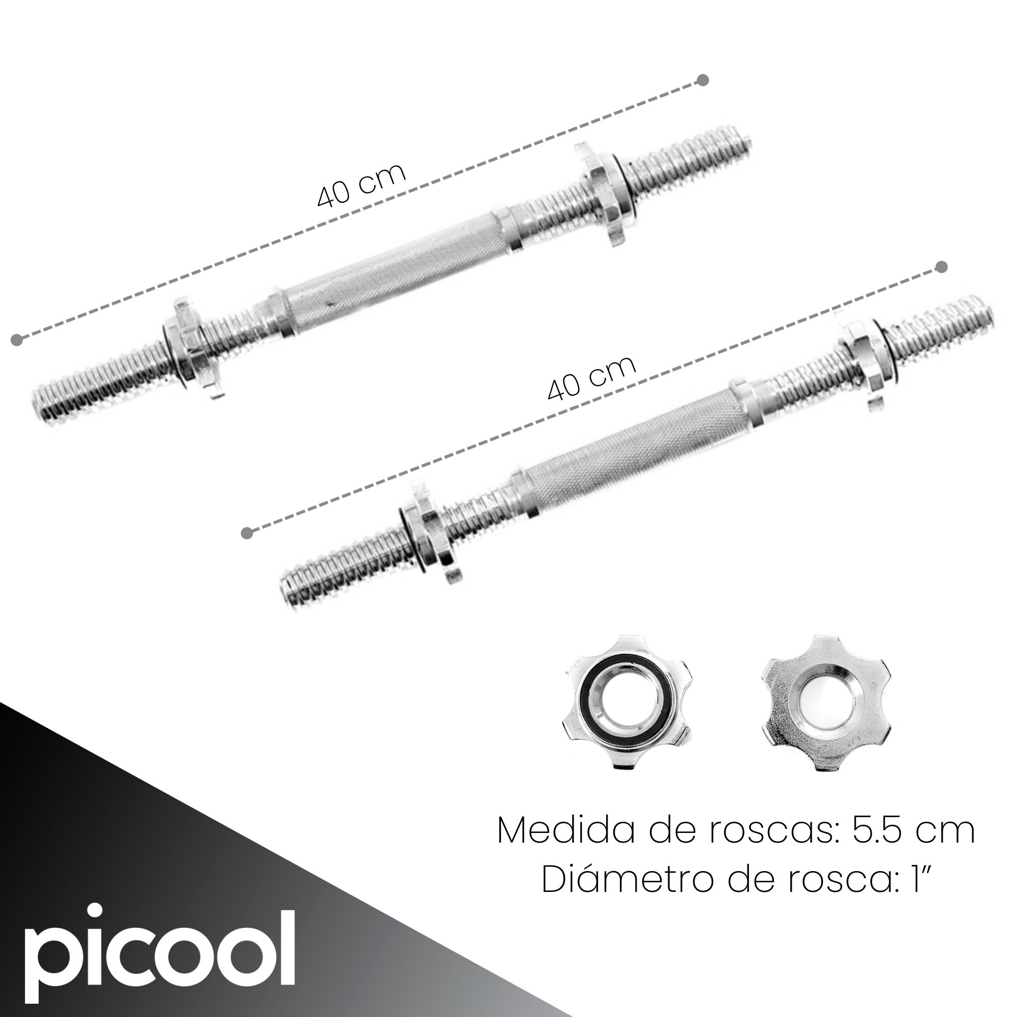 Par De Barras Cromadas Para Mancuerna Y Pesas Ajustables Gym