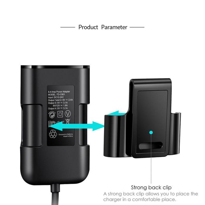 Cargador para Dispositivos Móviles MXMEX-001-29 4 Puertos USB 12-32V Salida 5V 2,4A 5V 3,1A 9-12V 1,8A 5V 3,1A Negro, ChargePro