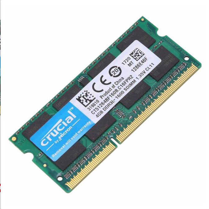 Memoria RAM 4 Gb DDR3L SODIMM 1600 Mhz Crucial Ct51264bf160bj