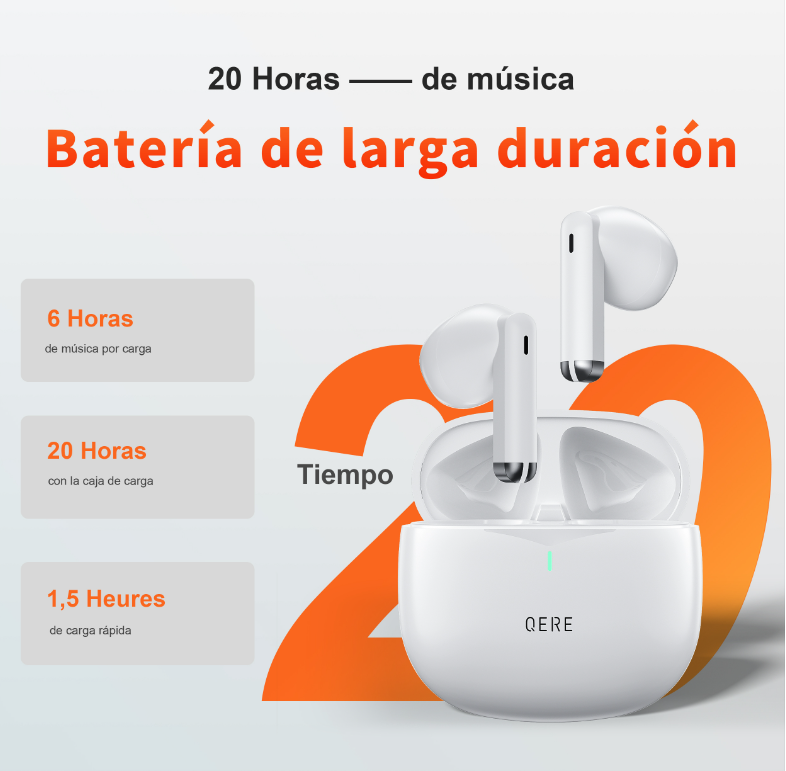AudIfonos QERE inalámbricos E28, TWS, Bluetooth 5,3, micrófono HD, HIFI, controlador de 13mm, auricular impermeable para juegos de baja latencia.