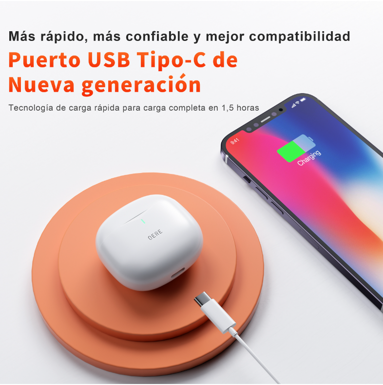 AudIfonos QERE inalámbricos E28, TWS, Bluetooth 5,3, micrófono HD, HIFI, controlador de 13mm, auricular impermeable para juegos de baja latencia.