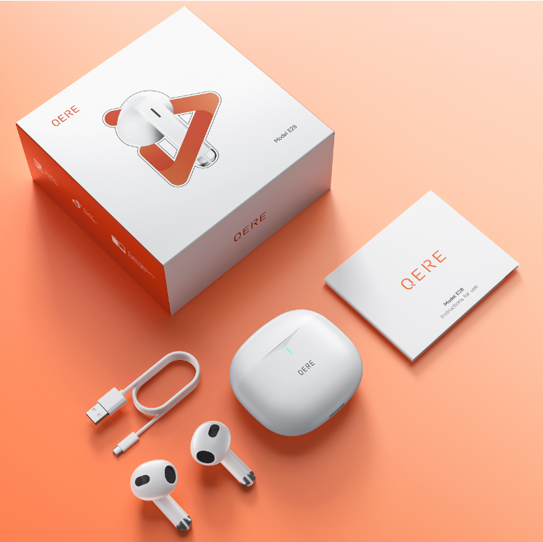 AudIfonos QERE inalámbricos E28, TWS, Bluetooth 5,3, micrófono HD, HIFI, controlador de 13mm, auricular impermeable para juegos de baja latencia.