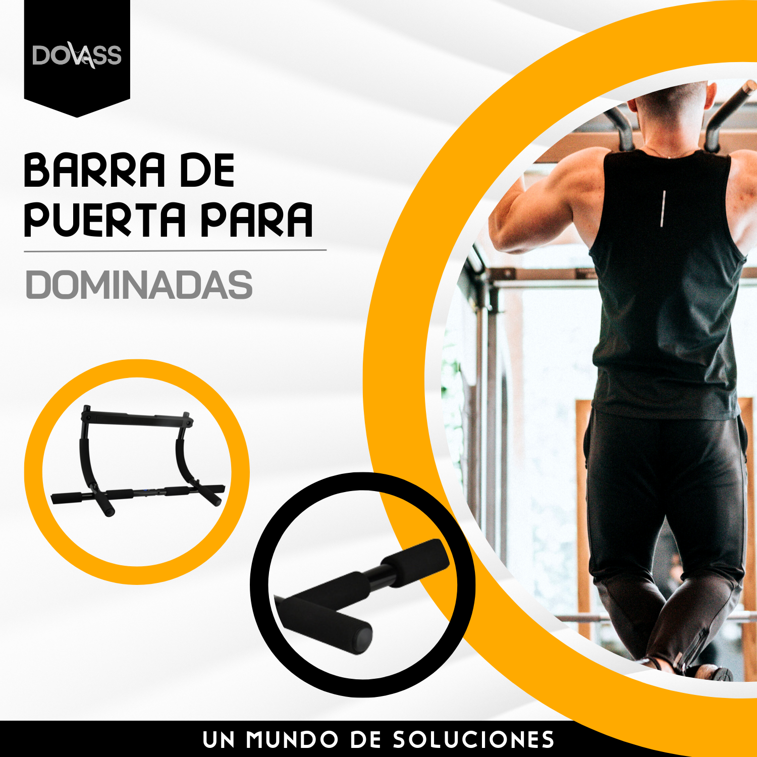 Barra De Gimnasio pull up Para Puerta Gim Para ejercicios de espalda, pecho, bíceps, tríceps y abdominales Cl-20 Color Negro