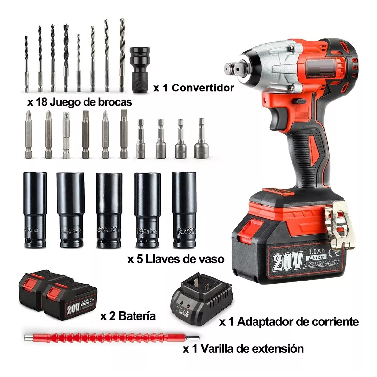 Llave De Impacto Inalámbrico De 20v 3ah Pro 3799
