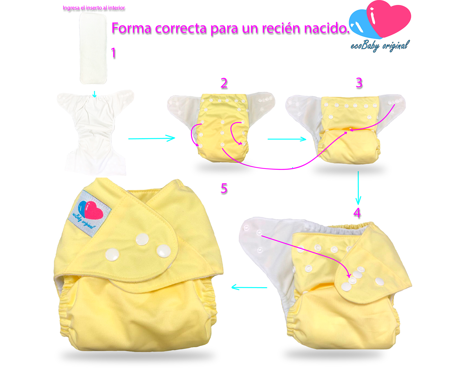 Pañal ecológico de tela Reutilizable para bebés con insertos Ecobaby  Original