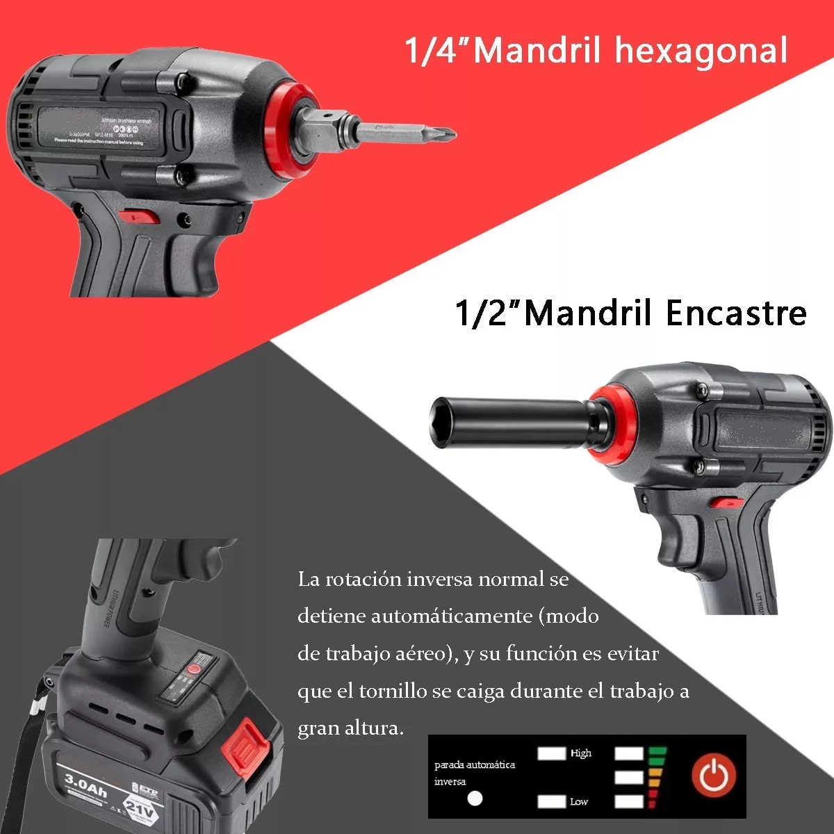 21V Max Pistola Taladro De Impacto Inalambrico Electrico Cargador llave  Enchufes