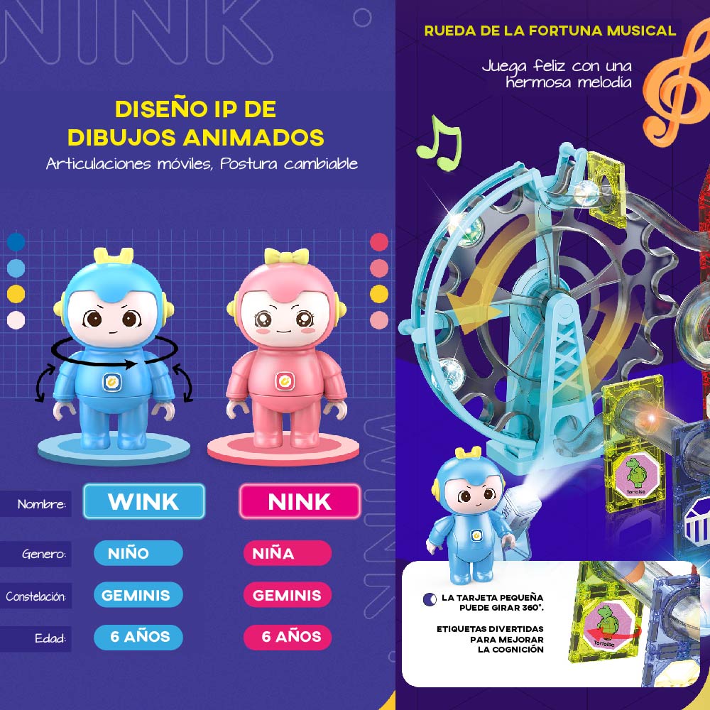 Bloques magneticos Chic Fantasy P80 para construir con Rueda musical