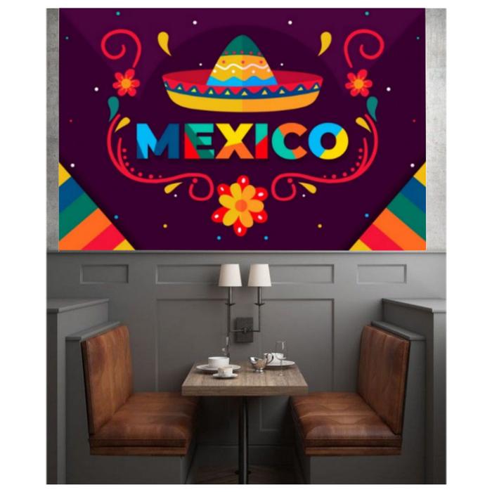 Tela Día de Muertos para Restaurant MXDMO-001-26 221x170cm Lienzo en Tela Día de Muertos Color Azul, Día de Muertos 4