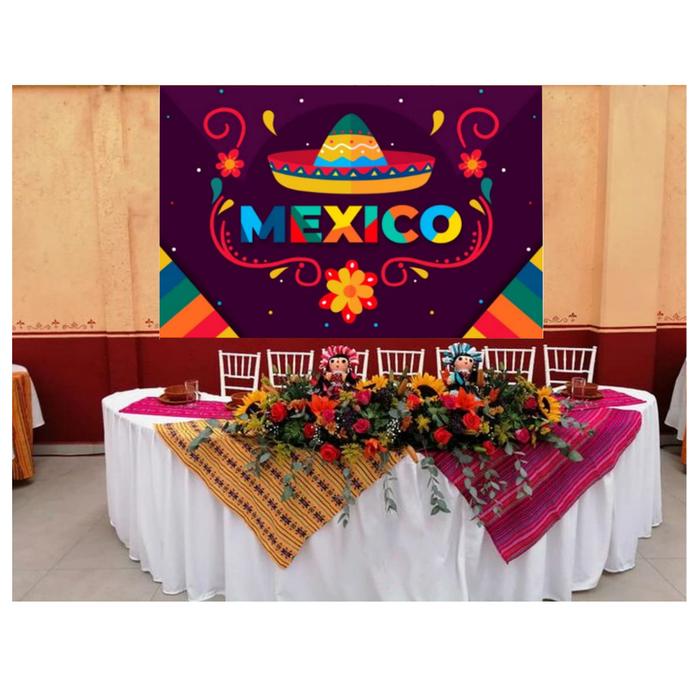 Tela Día de Muertos para Restaurant MXDMO-001-26 221x170cm Lienzo en Tela Día de Muertos Color Azul, Día de Muertos 4