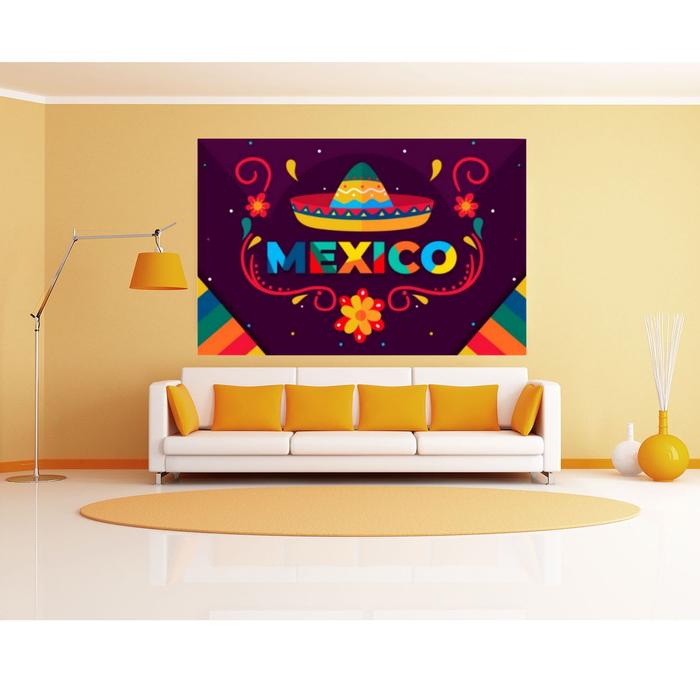 Lienzo Mexicano para Decoraciones MXDMO-001-16 221x170cm Lienzo en Tela Día de Muertos Color Azul, Día de Muertos 4