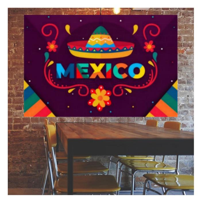 Lienzo Mexicano para Decoraciones MXDMO-001-16 221x170cm Lienzo en Tela Día de Muertos Color Azul, Día de Muertos 4