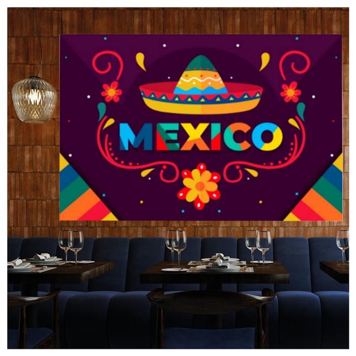 Lienzo Mexicano para Decoraciones MXDMO-001-16 221x170cm Lienzo en Tela Día de Muertos Color Azul, Día de Muertos 4