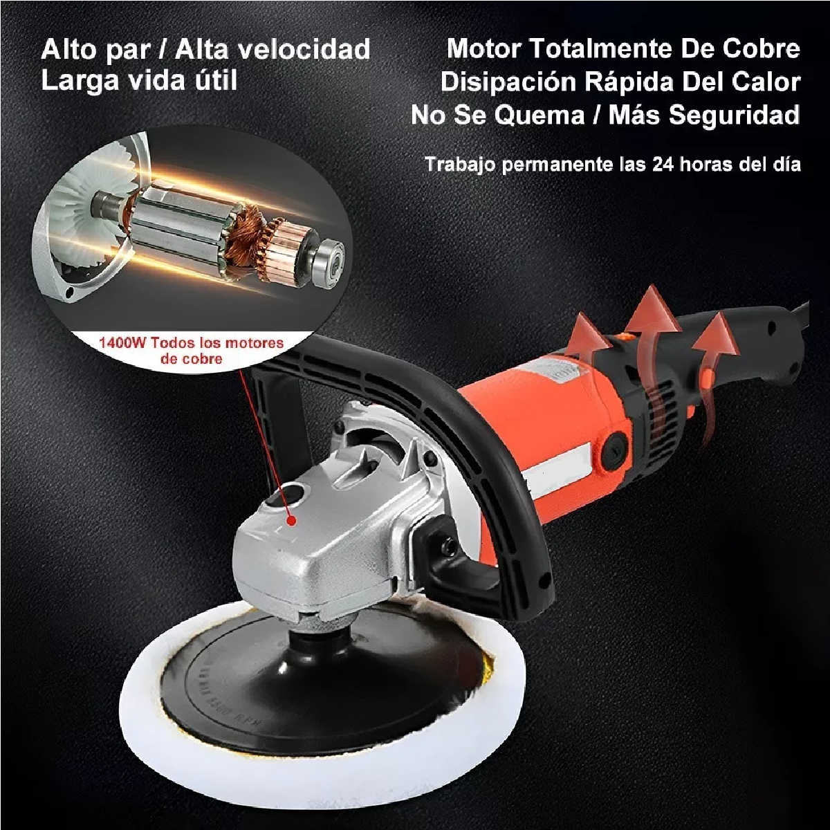 Pulidora Para Autos Profesional Y Lijadora Pisos 1400w 18cm