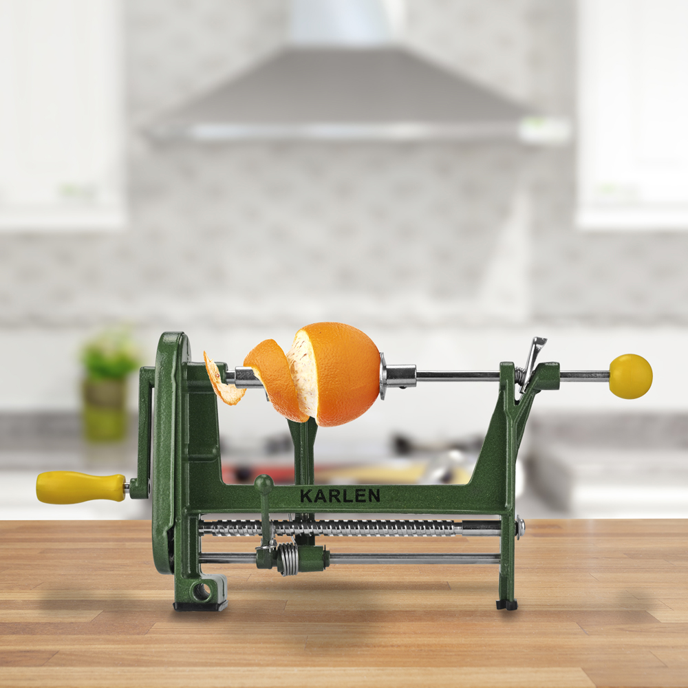 Peladora Mecanica metálica de Naranjas Con prensa para sujetar en superficies planas 30x15 cm Karlen Color Verde