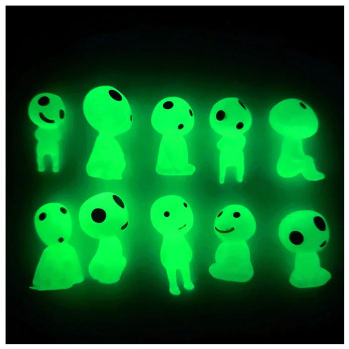 Muñecos para bonsái fluorescentes MXTWG -005-2 50 Pzas Muñeco Verde Fluorescente Resina Transparente Muñecos al Azar, TwinkyGreen