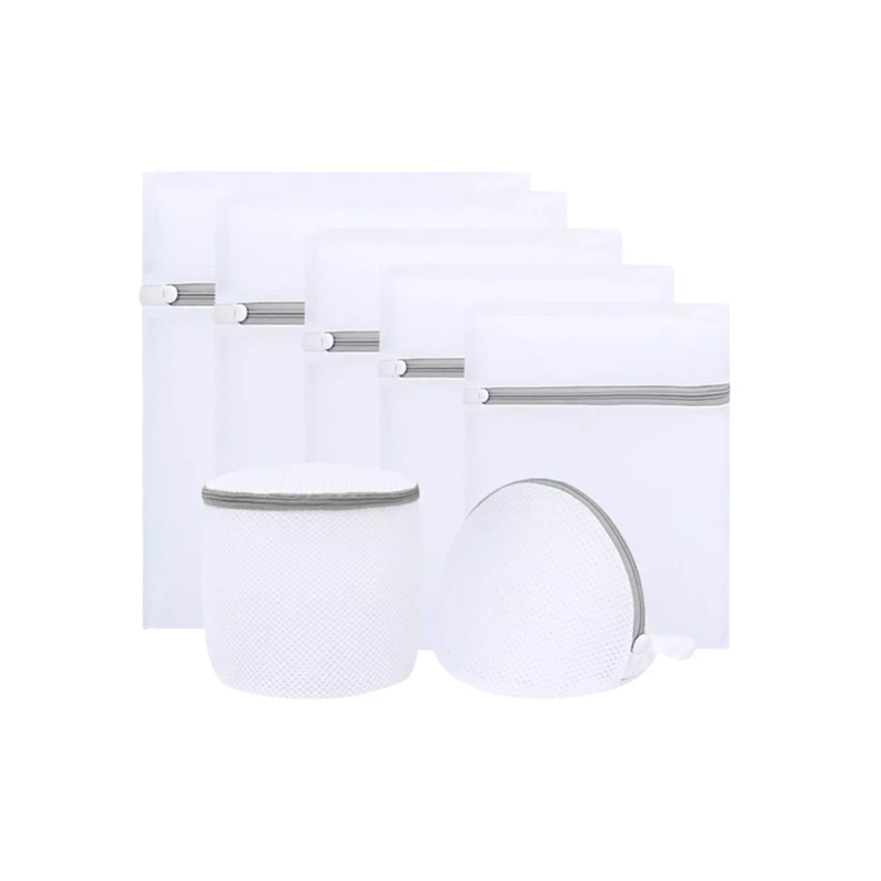 Set De 8 Blanco Malla Bolsa Para Lavar Ropa Lavadora