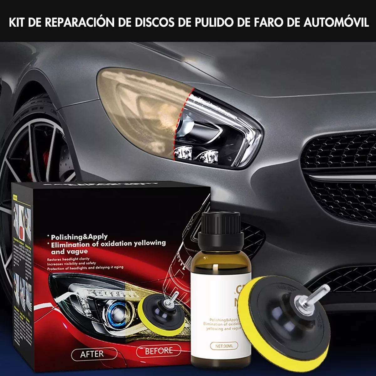 Kit De Restauración De Disco De Pulido De Faros 