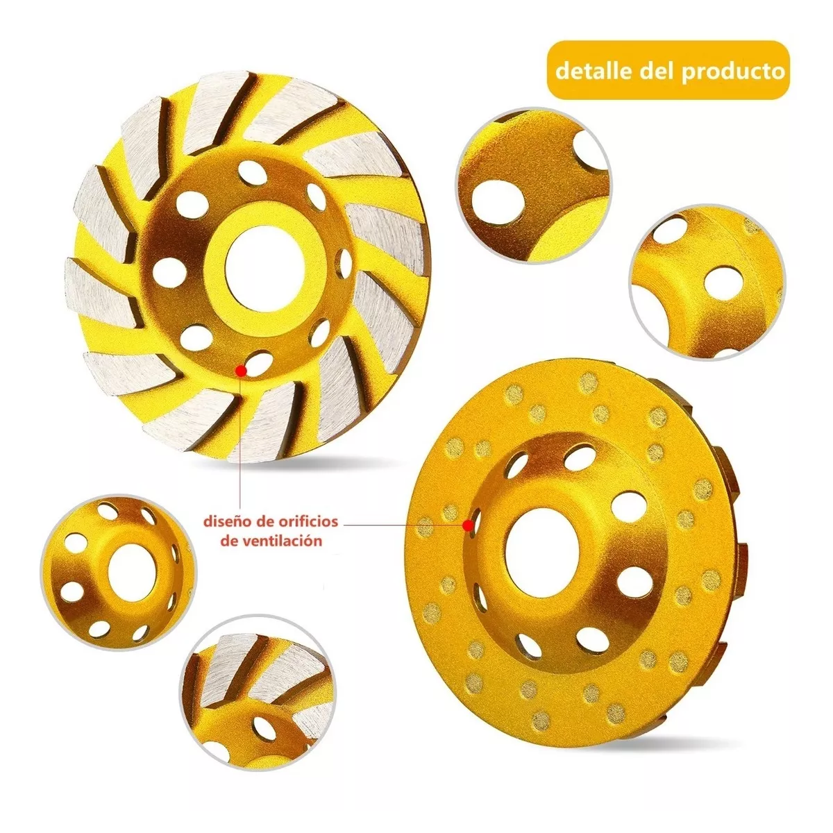 Juego Disco Diamante Desbaste Copa Granito Mármol 3Pzas