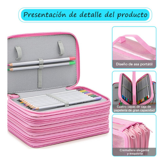 72 Agujeros Organizador Estuche Lapices Colores Full,rosado
