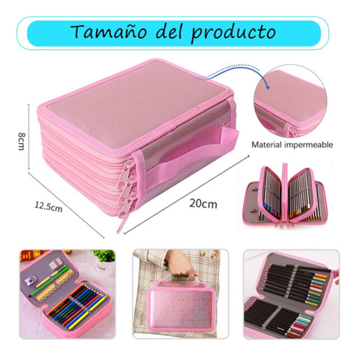 72 Agujeros Organizador Estuche Lapices Colores Full,rosado