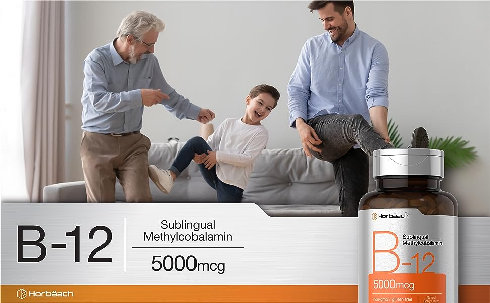 Vitamina B12 Sublingual 5000mcg Horbaach (120 Tabletas) Hecho En Usa