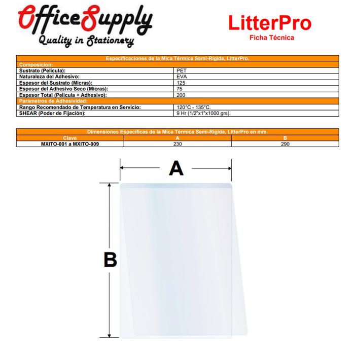 Micas para Proteger Documentos, MXLTR-007-3, 1500 Micas en 15 Paquetes, 29x23cm, C 0,005", Flexible, Carta,, MicLetter