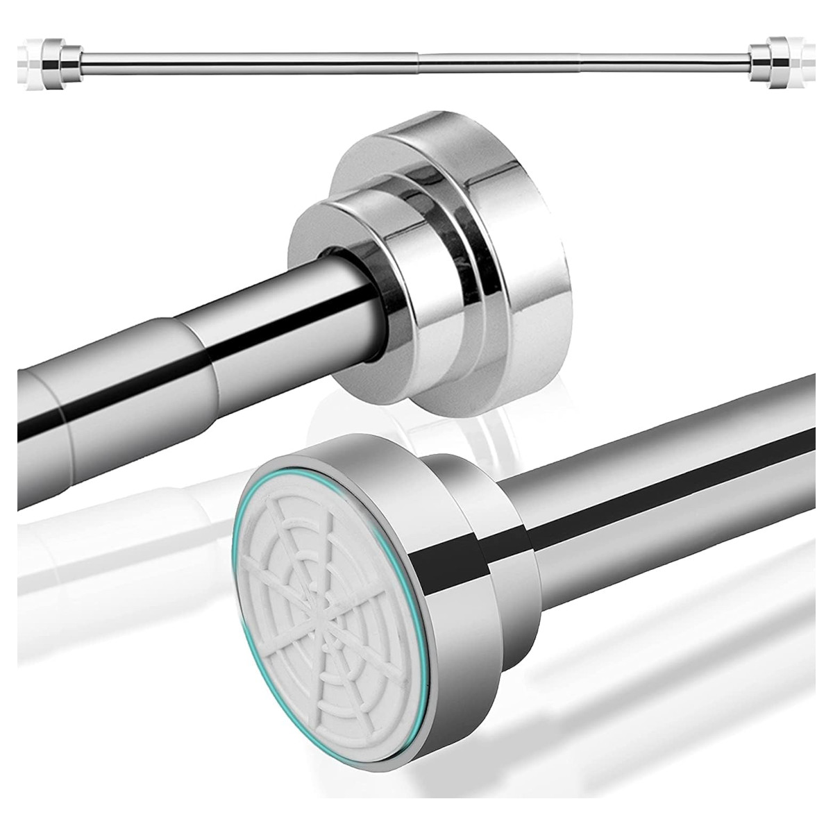 Tubo para Cortina de Baño Ajustable y Antideslizante de Acero Inoxidable, Sin Perforaciones, 100 a 170 cm, Ideal Armarios y Baños