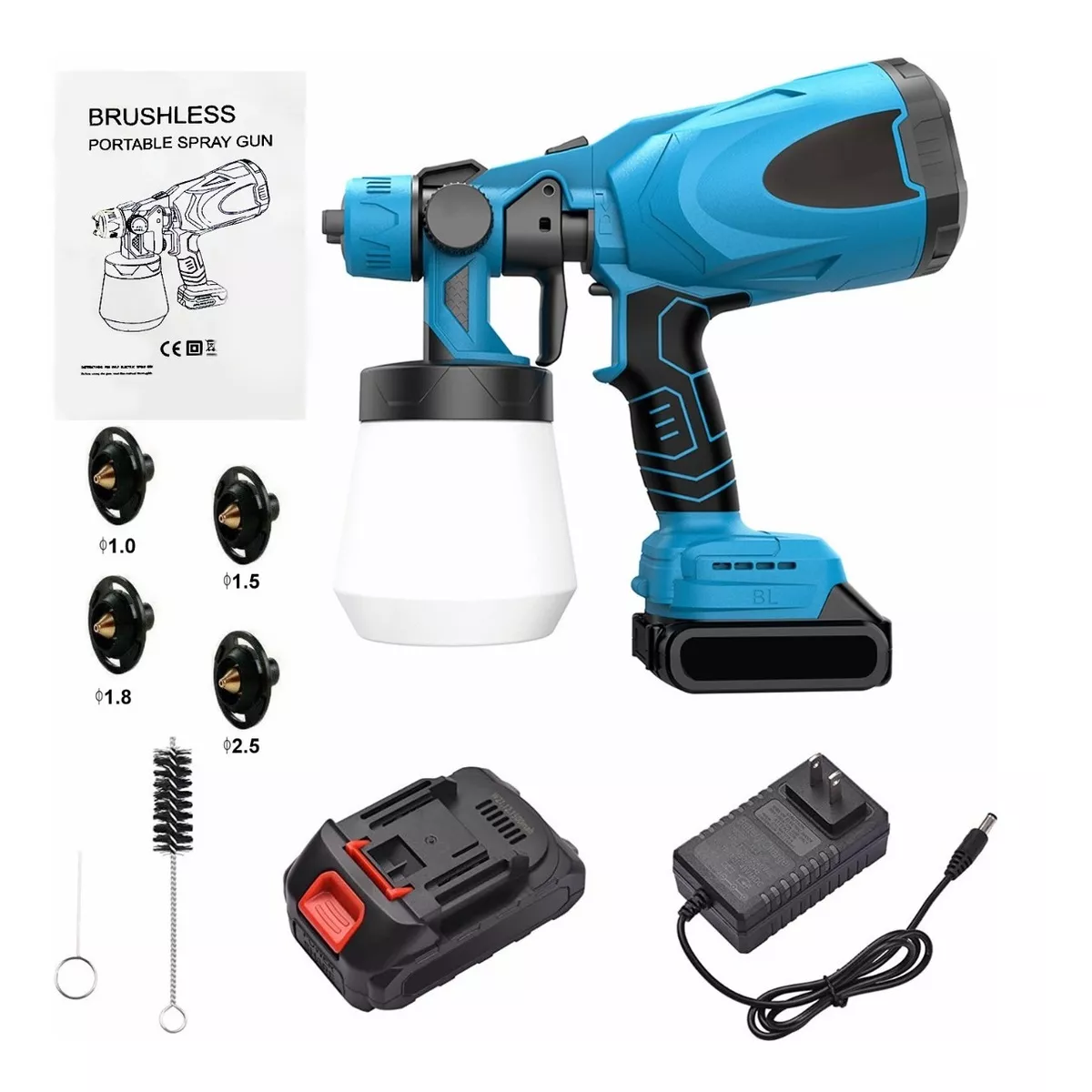 Portatil Pulverizador Pintura Inalámbrico 800ml 18v 550w azul