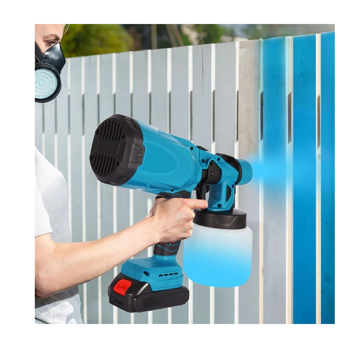 Portatil Pulverizador Pintura Inalámbrico 800ml 18v 550w azul