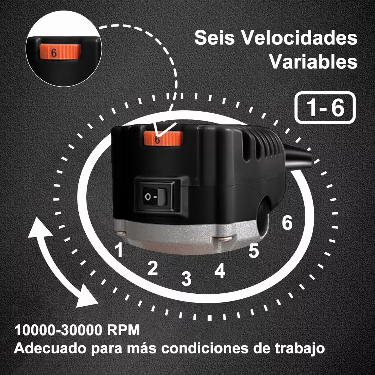 Router Madera Recortadora Rebajadora 6 Velocidades Variables