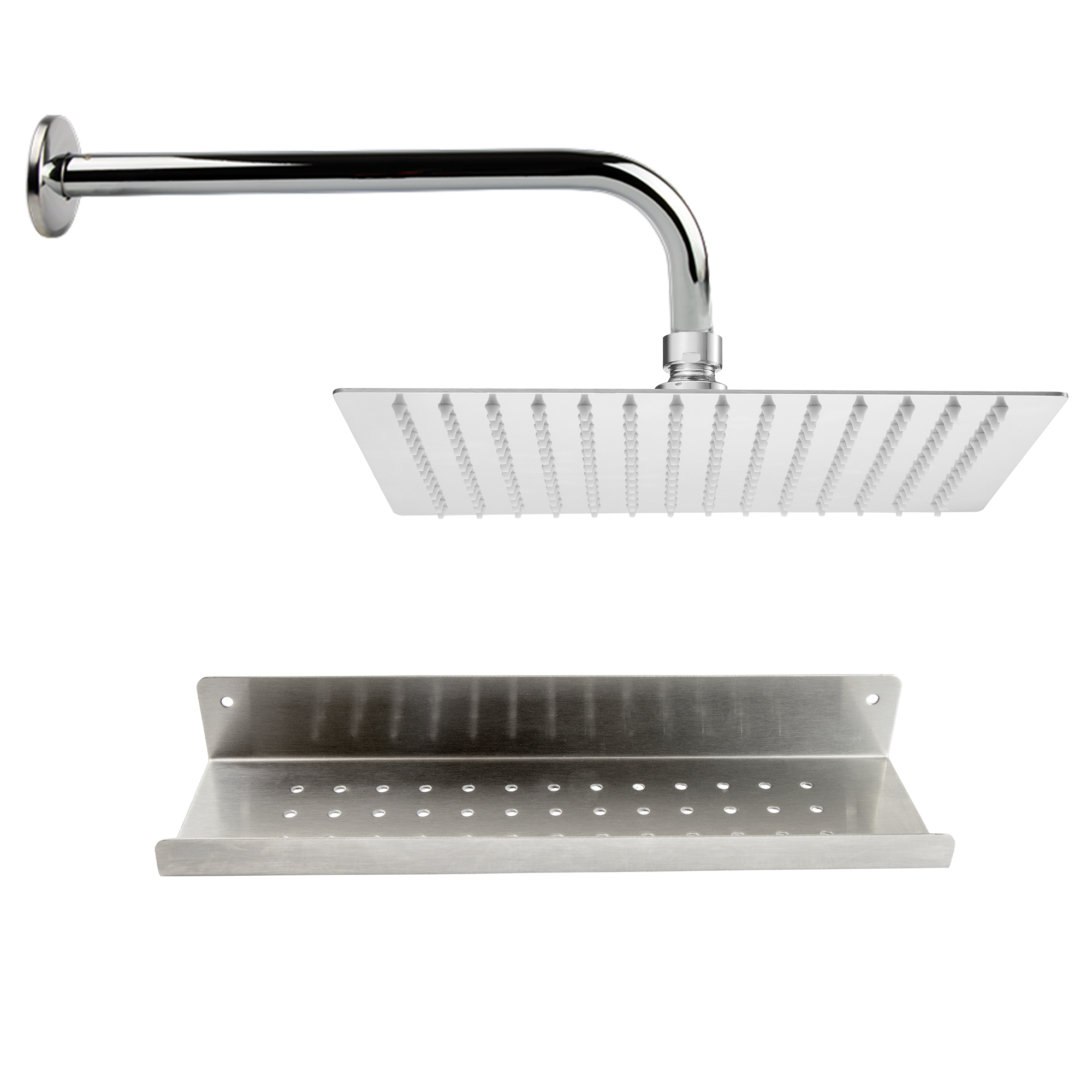 CNX Set de regadera con tubo y organizador para baño de acero inoxidable