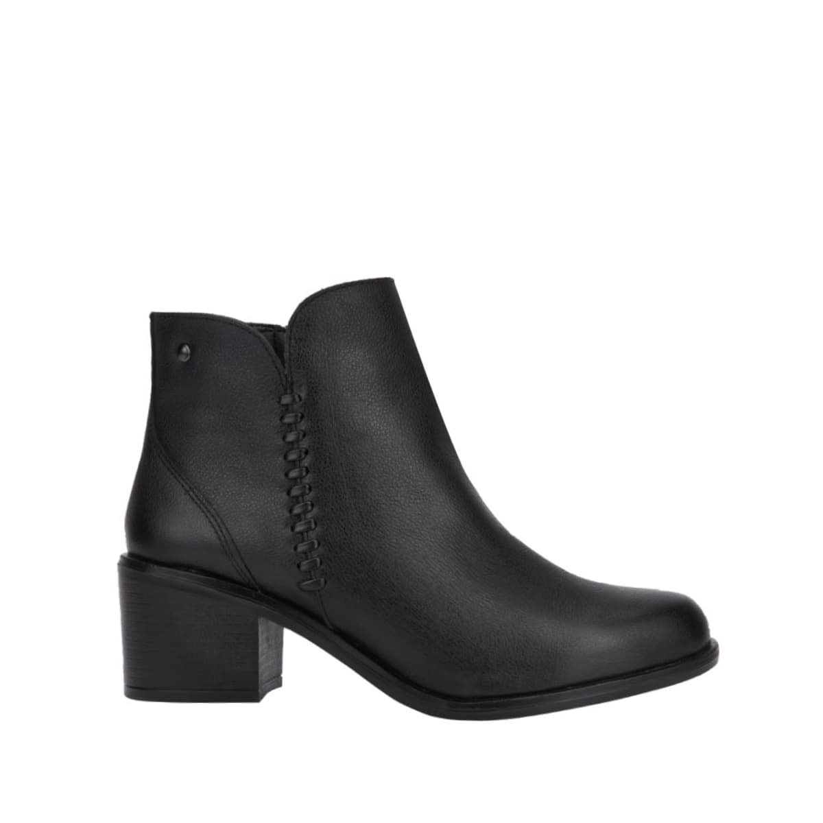 Botines de piel para mujer, color negro, marca Vivis Shoes, con cierre y detalle tejido, mod. 1109605