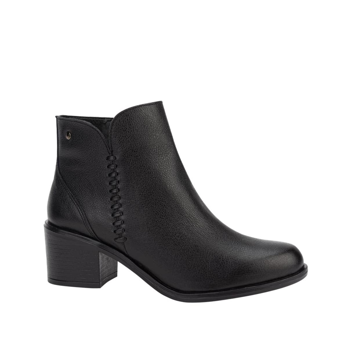 Botines de piel para mujer, color negro, marca Vivis Shoes, con cierre y detalle tejido, mod. 1109605