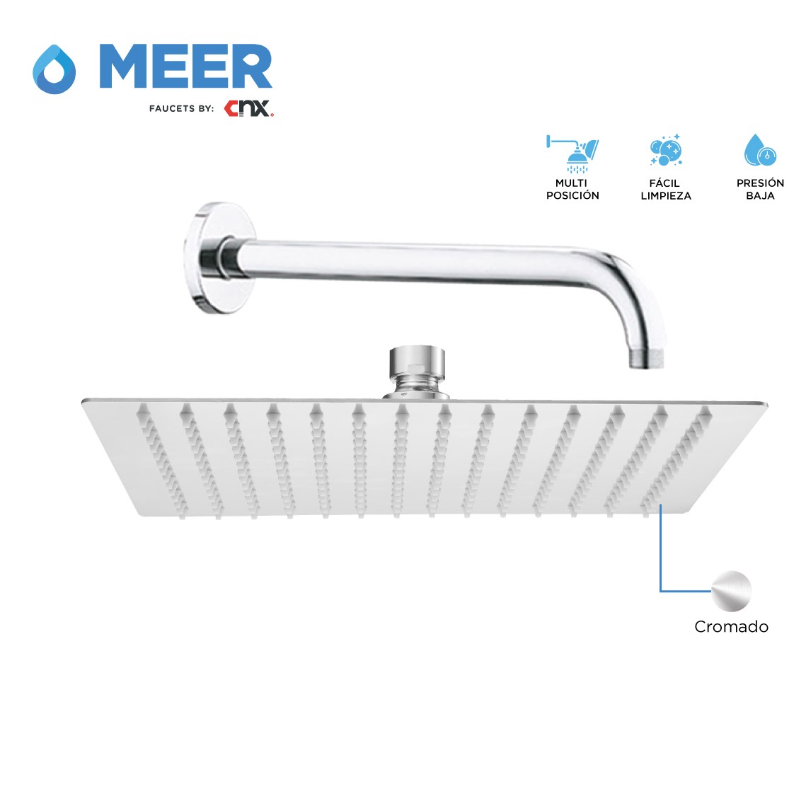 CNX Set de regadera con tubo y organizador para baño de acero inoxidable