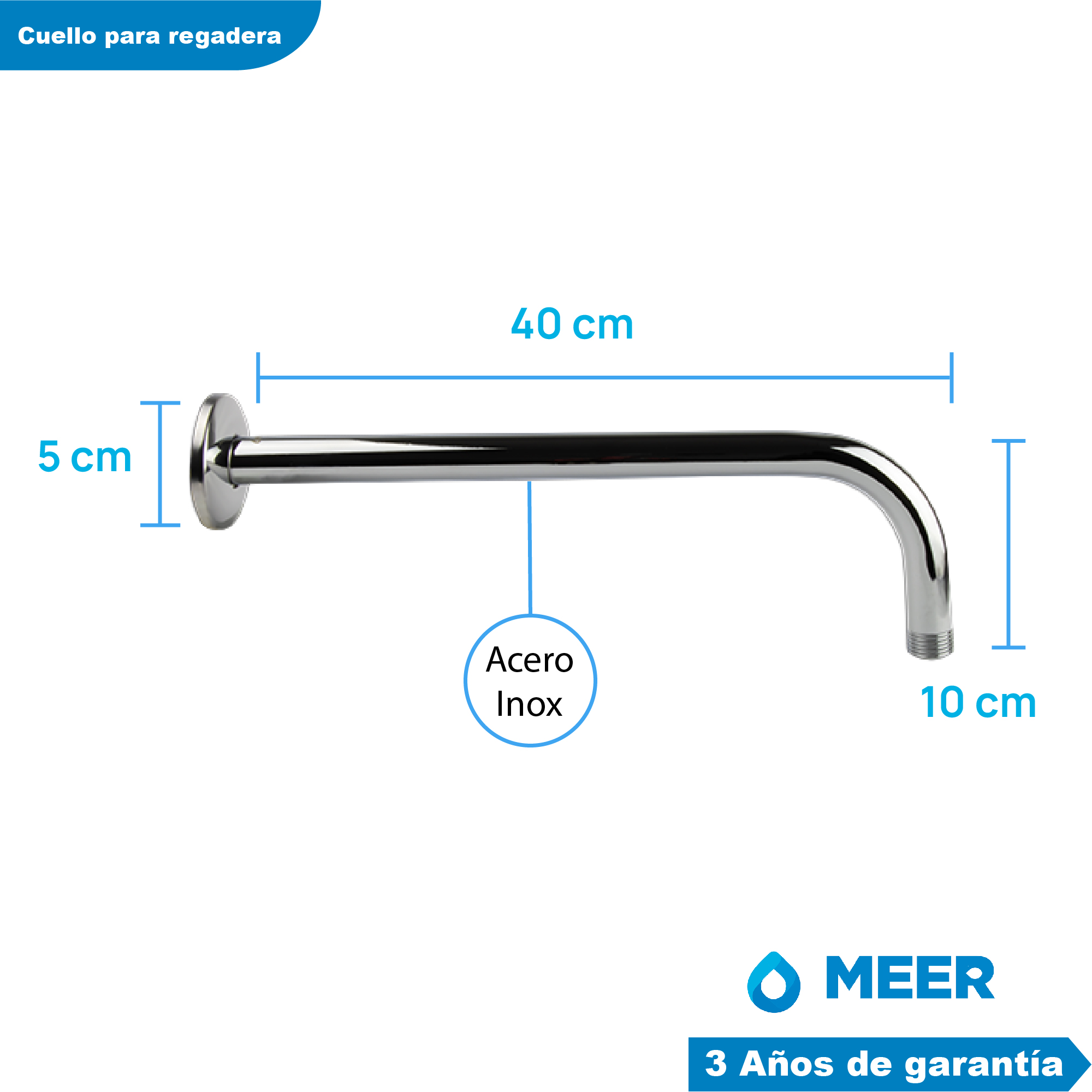 CNX Set de regadera con tubo y organizador para baño de acero inoxidable