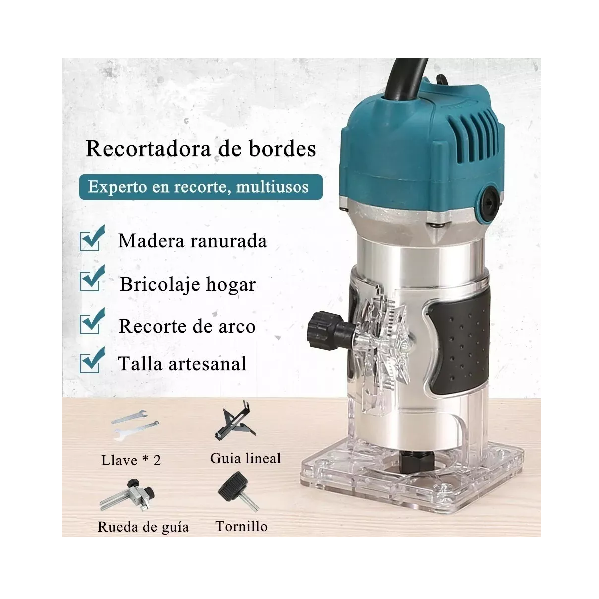 Rebajadora Router Recortadora Eléctrica Madera 6 Velocidades