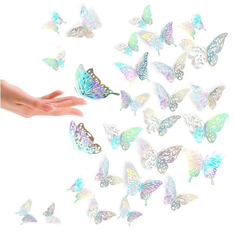 Mariposas Decorativas, 72pzs , 3d Pared Colore Metalicos Hueco