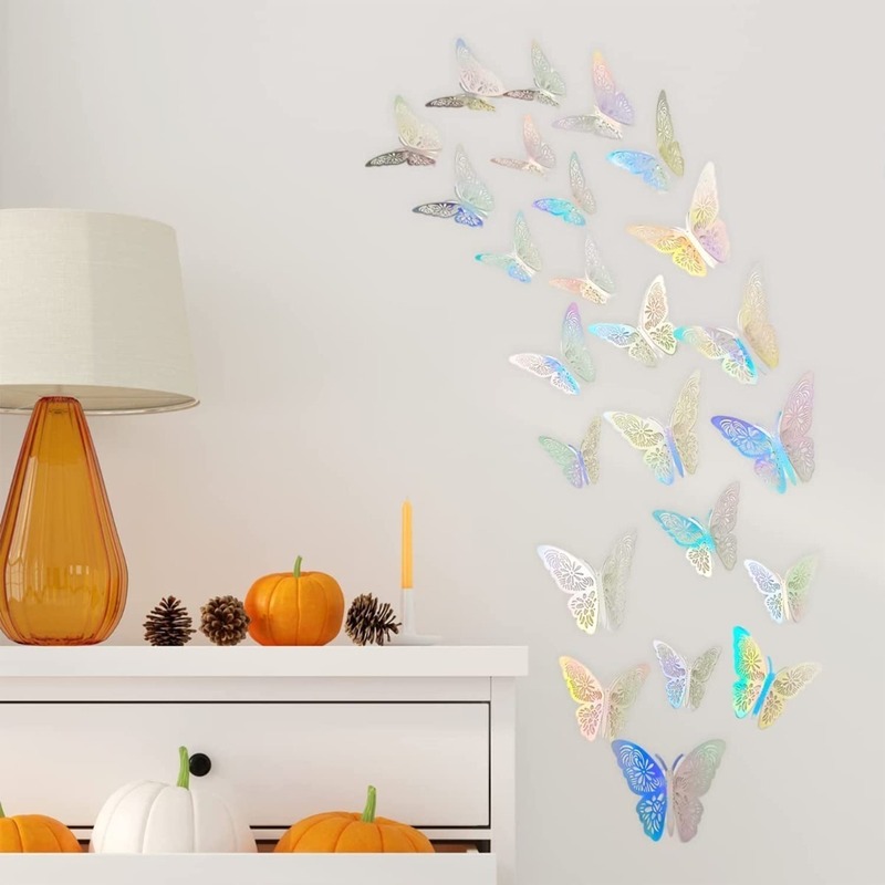 Mariposas Decorativas, 72pzs , 3d Pared Colore Metalicos Hueco