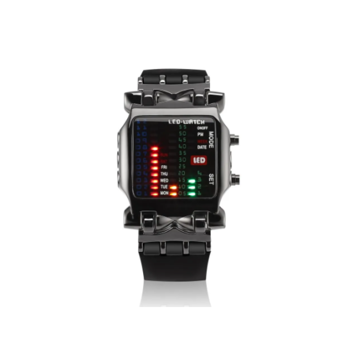 Reloj LED moda hombre mujer electrónico luminoso resistente al agua negro multifunción pulsera