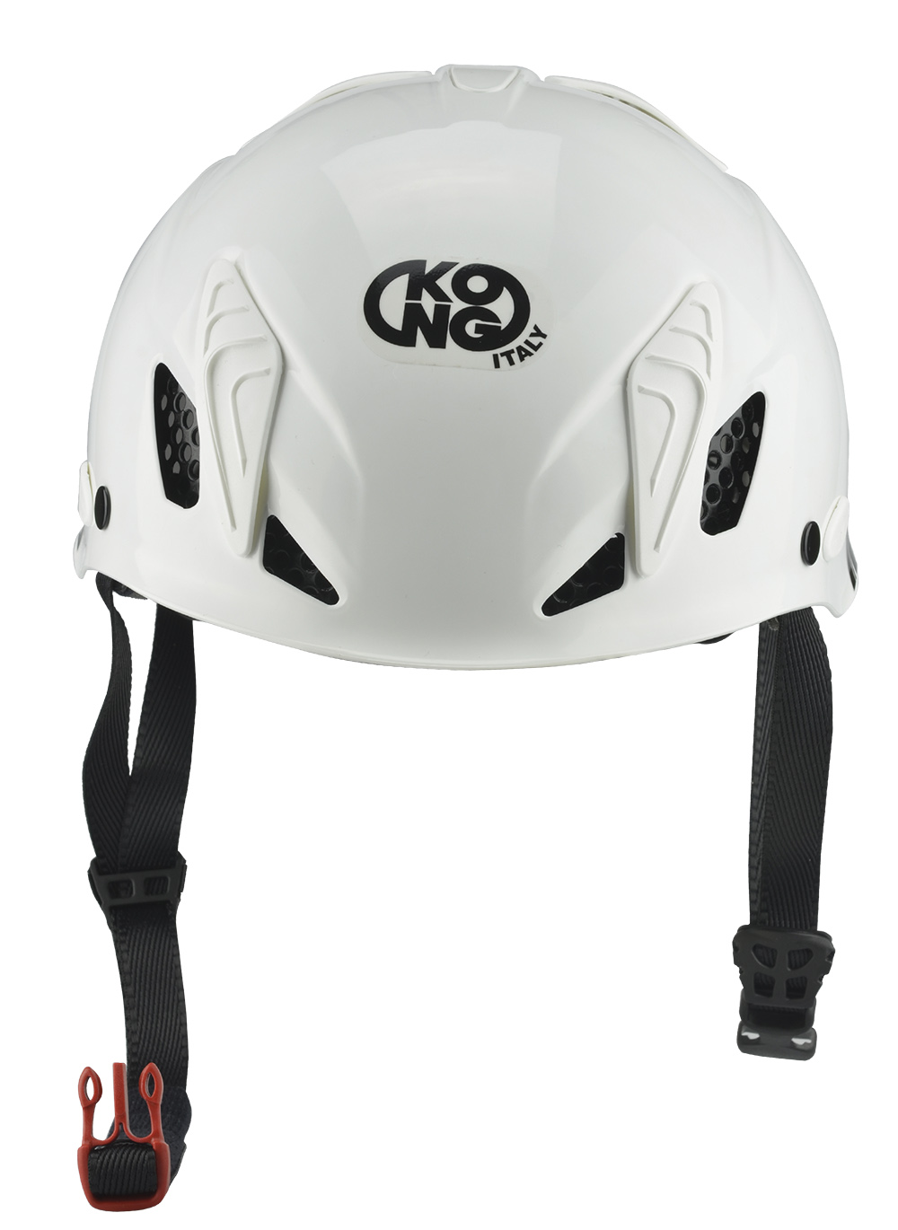 Casco para escalada Blanco "kong" Carcasa en ABS ultrarresistente, correa de poliéster con cierre de clic y regulación rápida de la talla con sistema de rueda