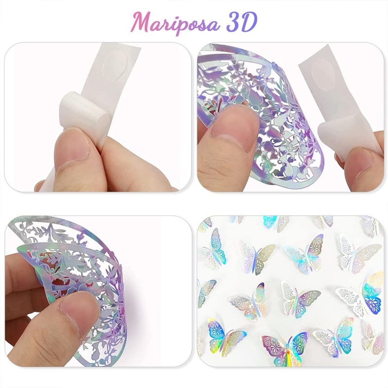 Mariposas Decorativas, 72pzs , 3d Pared Colore Metalicos Hueco