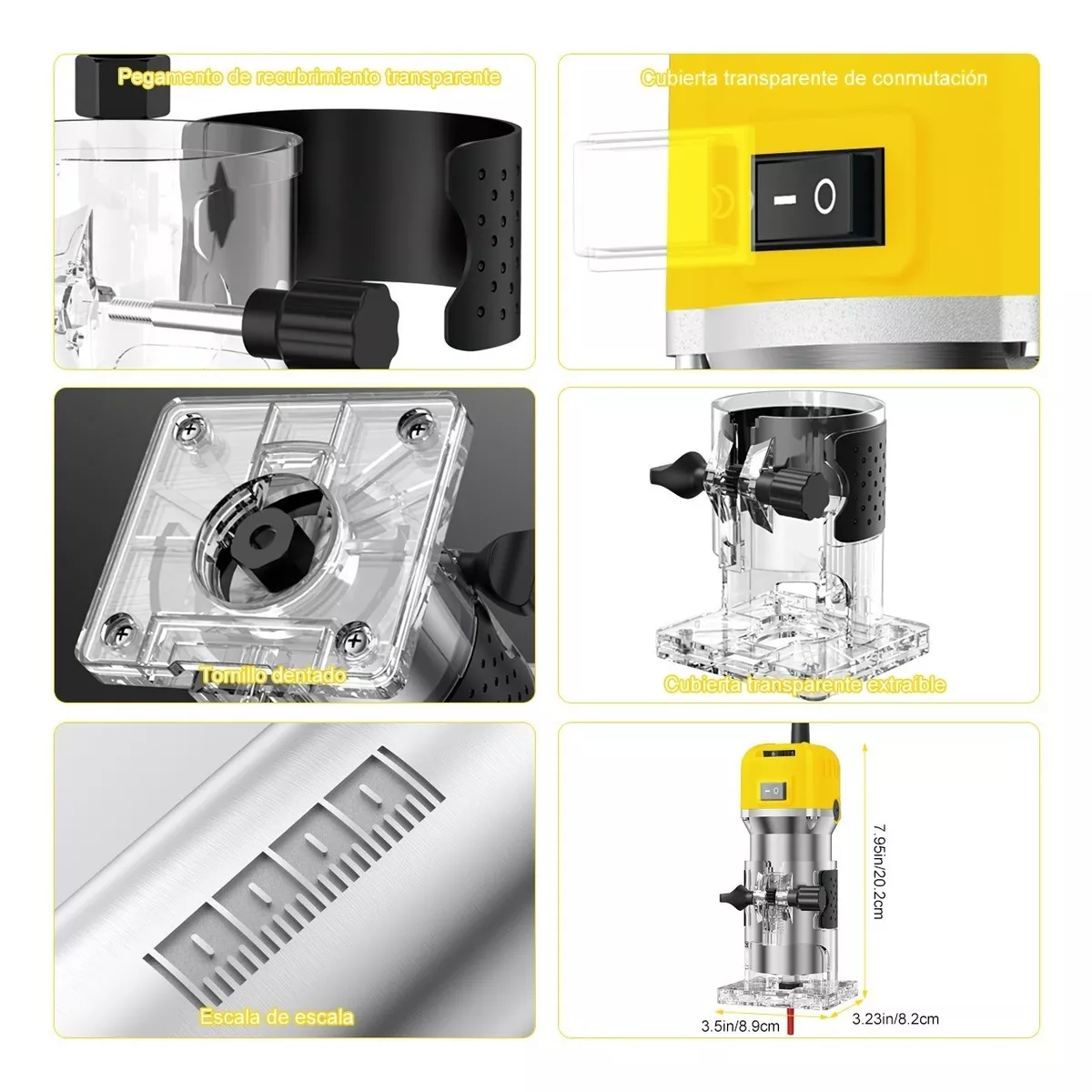 Router Recortadora Rebajadora De Madera 6 Velocidades 800w