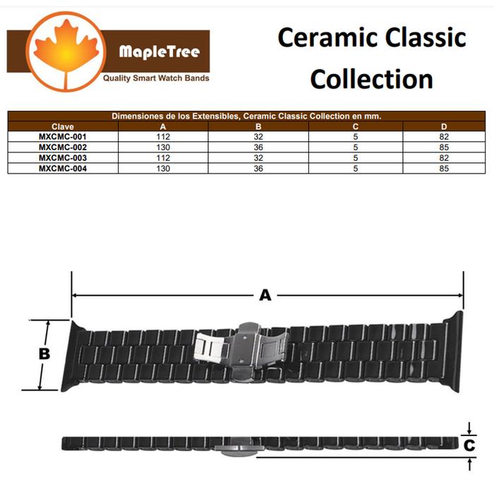 Extensible de Cerámica Fina, MXCMC-004-3, 42/44mm, ML, Black/Negro, S123456SE, Cerámica,, Ceramic Classic Collection