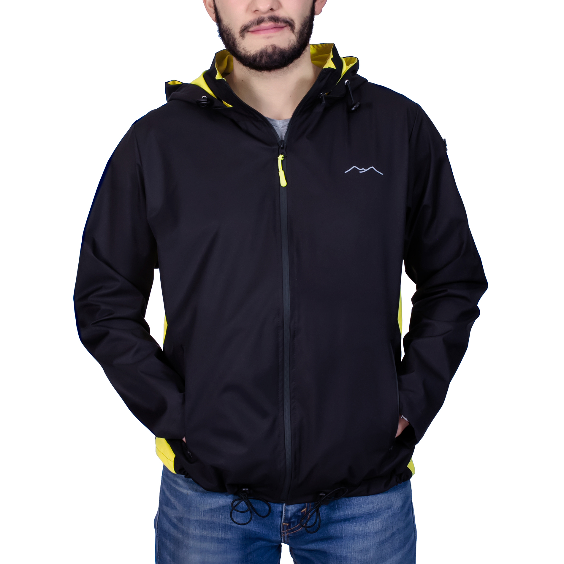 Chamarra Impermeable Outdoor Negro de Hombre para Campismo, Senderismo y Ciudad Laca-BK