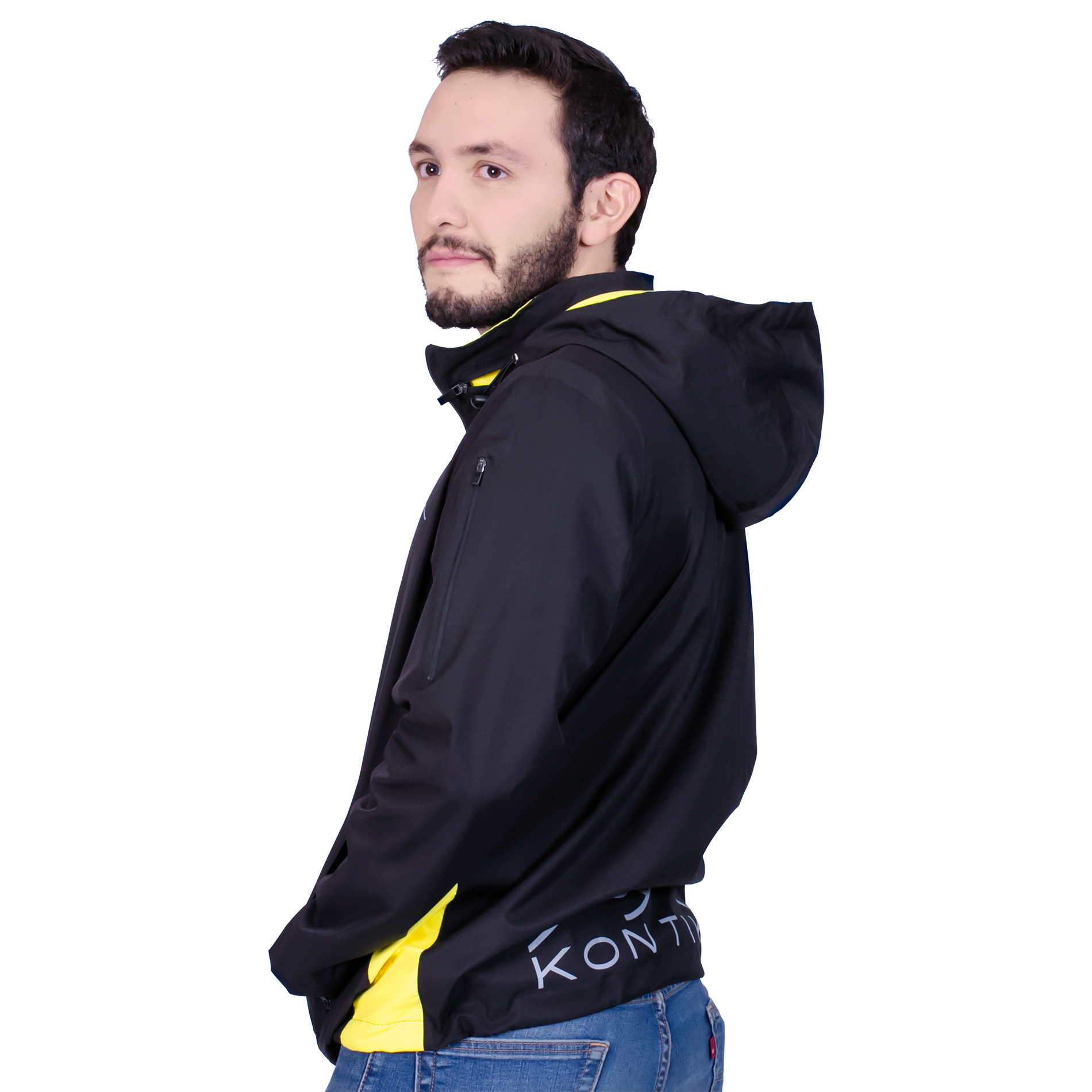 Chamarra Impermeable Outdoor Negro de Hombre para Campismo, Senderismo y Ciudad Laca-BK