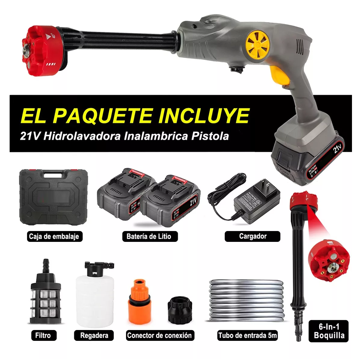 Hidrolavadora Eléctrica Inalámbrico 680psi Con 2 Batería