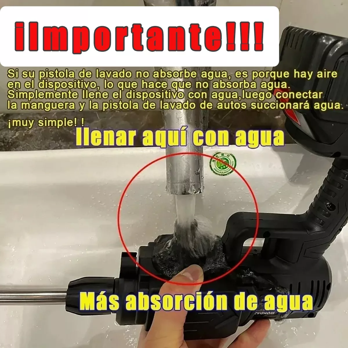 Pistola Lavado Auto Hidrolavadora Inalámbrico 2 Baterías 48v