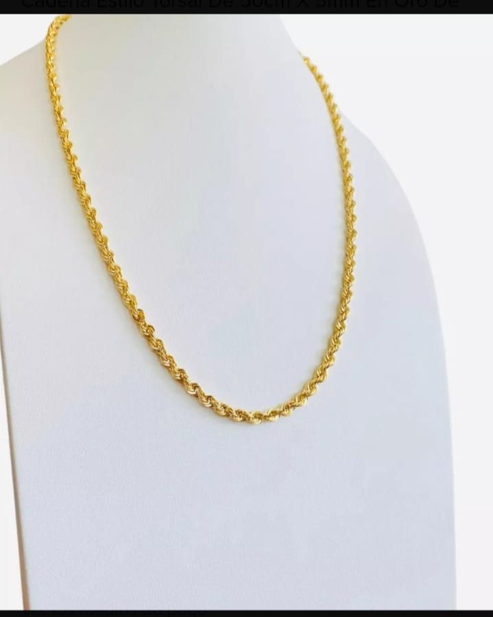 Cadena Torzal 60 Cm Por 4 Mm Oro 10 K + Obsequio