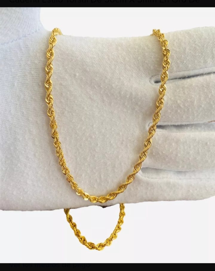 Cadena Torzal 60 Cm Por 4 Mm Oro 10 K + Obsequio