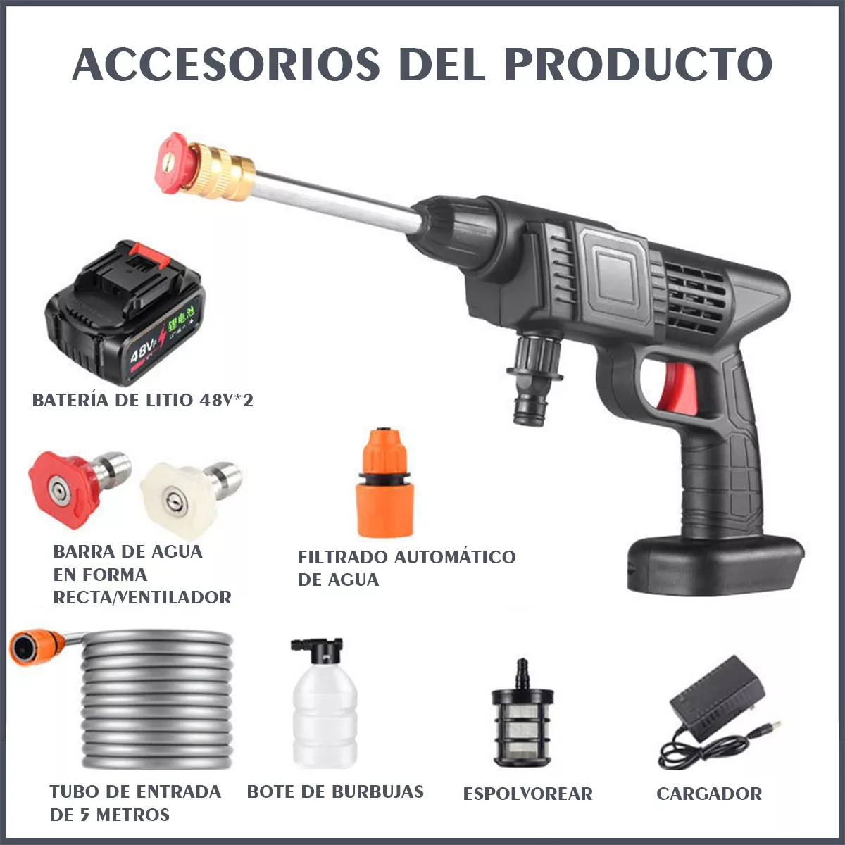 Hidrolavadora Inalámbrica Con 2 Baterías Para Lavar Autos